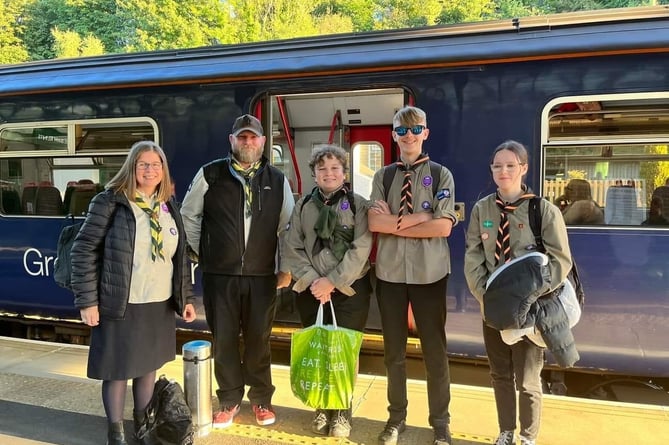 Kirsten Chandler-Ross, Mathew Young, Aaron Squirrell, Harry Dawson and Robyn Duckworth setting off to see the Queen lying in state