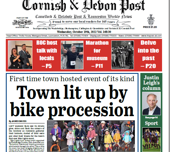 Cornish and Devon Post cover 19/10/22