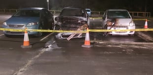 Three vehicles severely damaged after dramatic car park fire