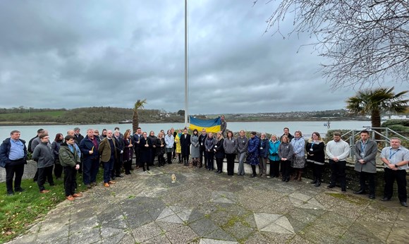 Torridge District councillors and staff join in national minutes silence one year on from Russian invasion of Ukraine