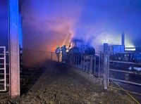 Callington and Liskeard crews attend loader fire inside barn