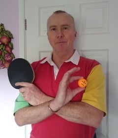 Dave ready to take on any opponent during table tennis charity event