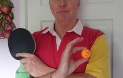 Dave ready to take on any opponent during table tennis charity event