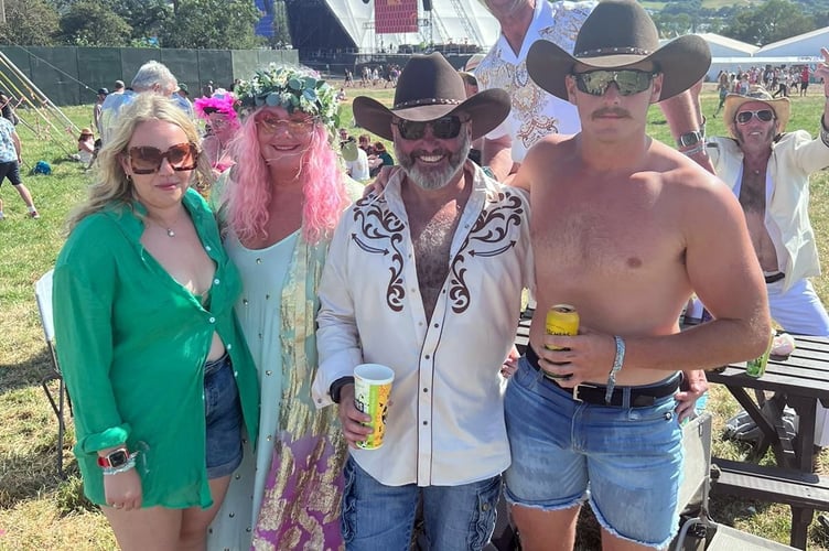 Lee and Claire Spencer renew wedding vows at Glastonbury.