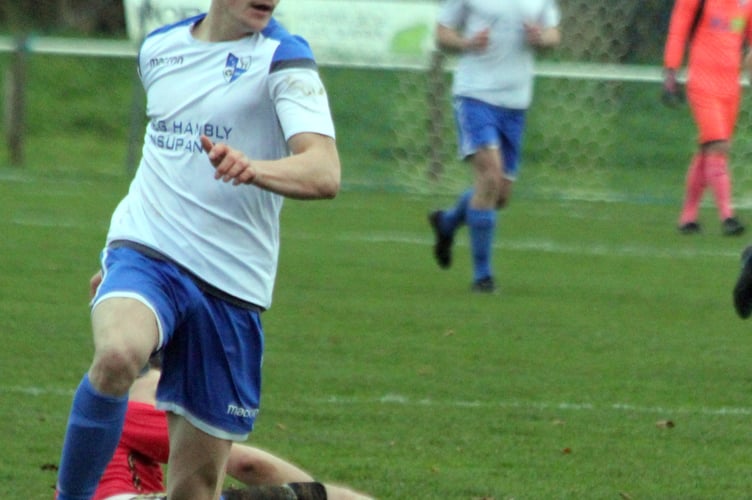 Camelford striker Brooklyn Wilkins was in superb form at Trefrew Park.