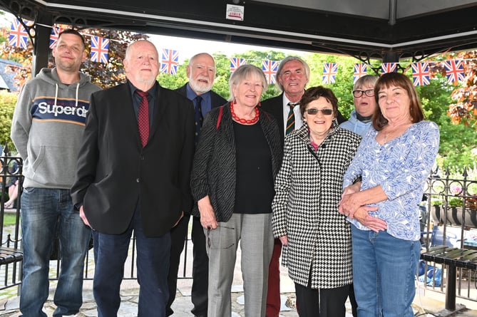 The Honorary Citizens of Camelford pictured at the D Day celebrations are John Praoline, Andy Shaw, John Pearce, Mary Pearce, John Gilbert, Sally Moore, Peggy Ellison and Jane Moore (Picture: Adrian Jasper)