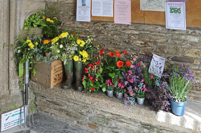 Launceston In Bloom helped welcome people to the church with their Flower Festival display in the foyer of St Mary Magdalene which is celebrating 500 years 