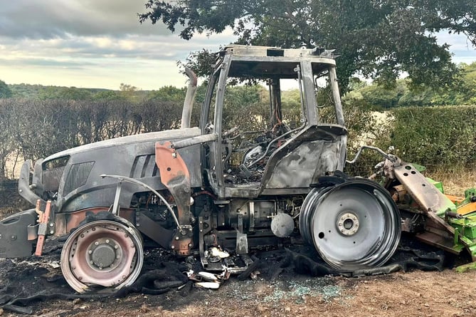 The tractor was destroyed by the fire