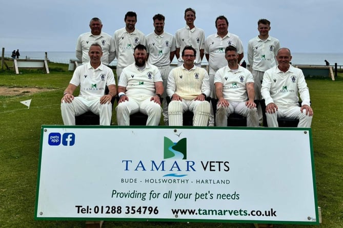 Bude's first team before a home game. Back row from left: Andrew De Rosa, Matt Whitefield, James Sharman, Brett Hunter, Matt Williams and Harry Dymond.
Front row: Antony Buchanan, Matt Mansbridge, Warren Rumble (captain), Wayne Adams and Mark Whitefield. Missing from picture: James Turner and Lee Houghton.