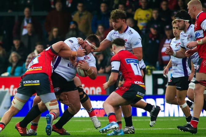 In the thick of the action, Pirates' prop James French looks to make ground. Picture: Brian Tempest