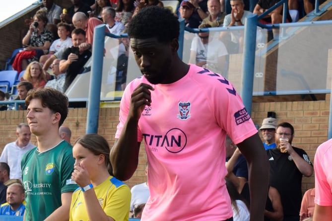 Levi Andoh walks out on to the field for York City. Picture: York City AFC