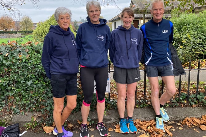 Launceston's quartet at the Bideford 10 Miler. From left: Angela Brinicombe (second in FV65 section), Lorraine Hawkins, Jaine Hynes and Ian Grimes. Picture: Launceston Road Runners