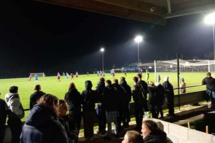 Action from Bude Town v Bradworthy in the Gary Clarke charity match on Wednesday, November 13. Picture: Bude Town AFC