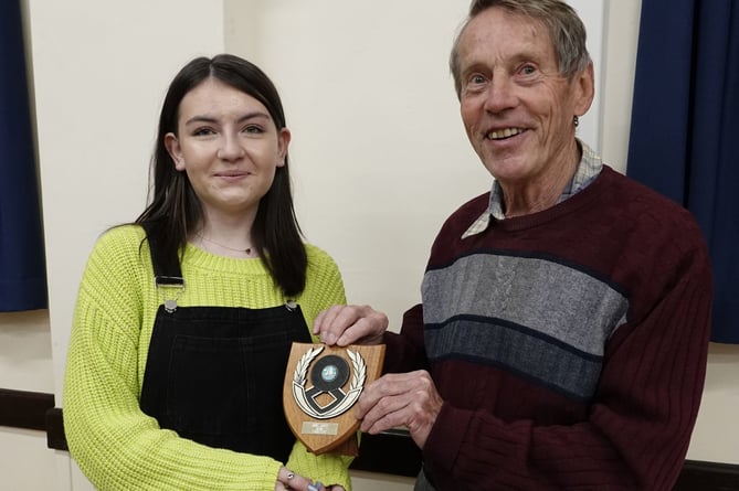 John Dabbs presenting the club award named after him to Tash Routley. Picture: Mandy Pollard 