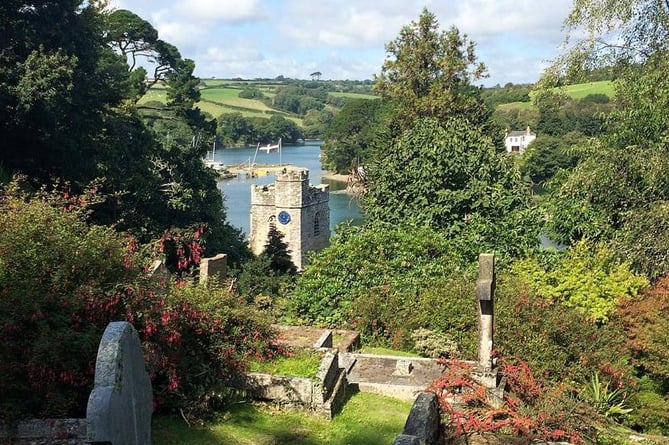 A scenic view of St Just-in-Roseland Church