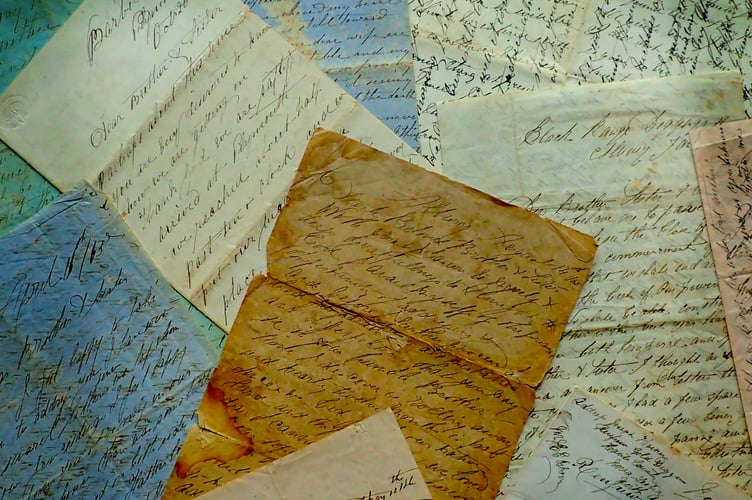 Some of the letters which form the background for the new immersive film 'Letters from Australia'