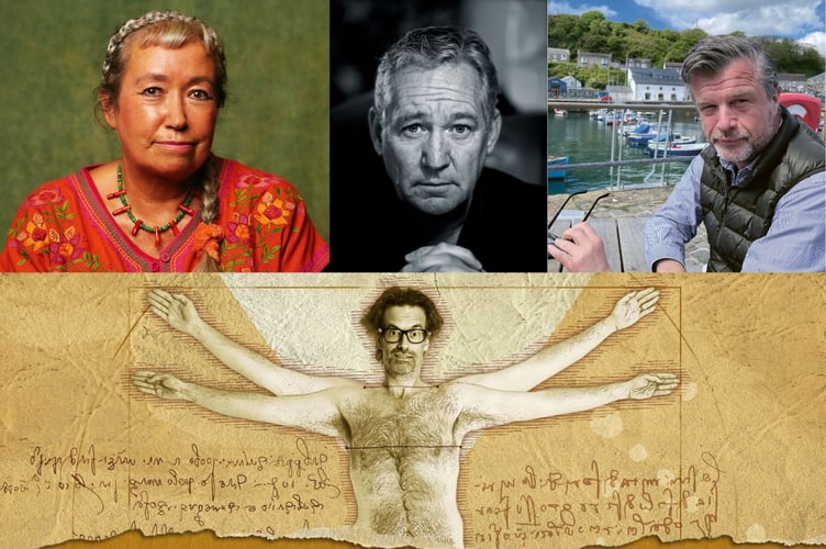 Authors are still being added to the line-up, which includes (top left to right) Pascale Petit, Chris Ryan, Petroc Trelawny and Marcus Brigstocke (bottom)